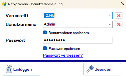 Anmeldebildschirm