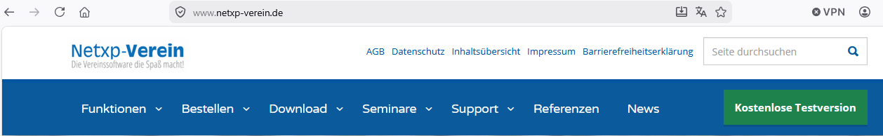 Startseite mit Button "Kostenlose Testversion"